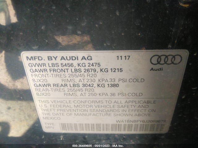 WA1BNBFY0J2088678 Audi Q5 Premium Plus