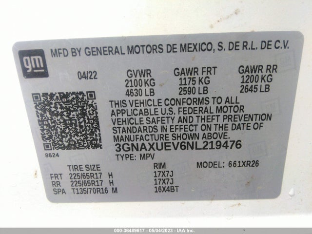 Chevrolet EQUINOX LT 2022 3GNAXUEV6NL219476 Image 9
