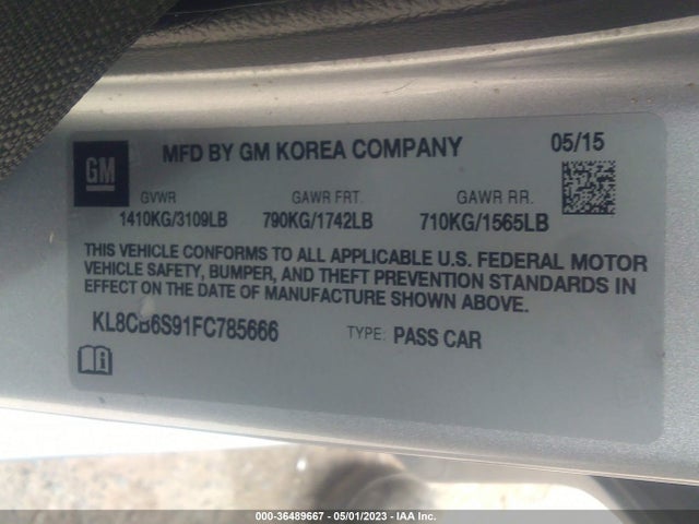 Chevrolet SPARK LS 2015 KL8CB6S91FC785666 Image 9