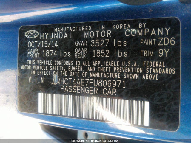 Hyundai ACCENT GLS 2015 KMHCT4AE7FU806971 Image 10