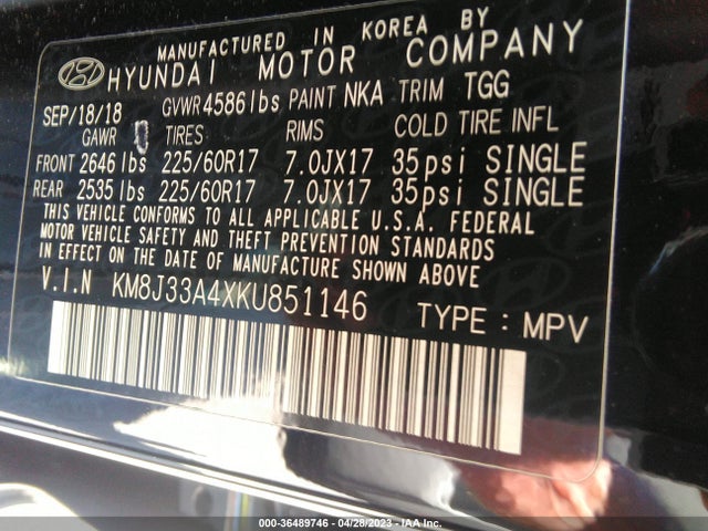 Hyundai Tucson Value 2019 KM8J33A4XKU851146 Image 11