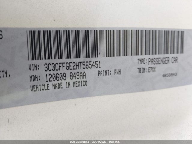 3C3CFFGE2HT565451 Fiat 500E