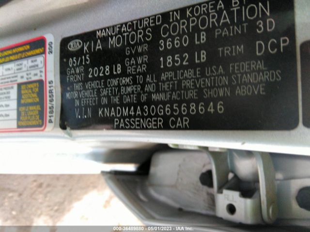 KNADM4A30G6568646 KIA RIO LX