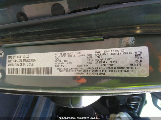 1C4HJXAG9MW553706 Jeep Wrangler Sport S
