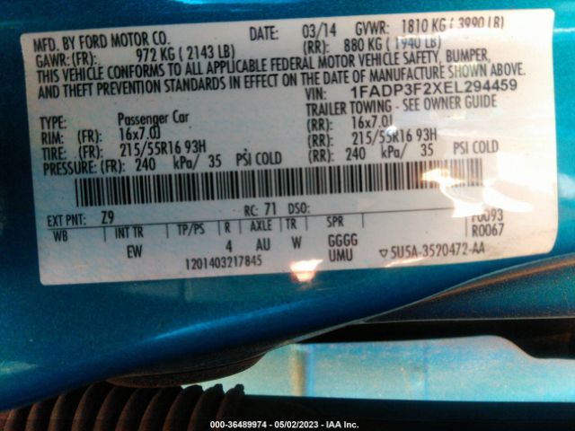 1FADP3F2XEL294459 Ford FOCUS SE