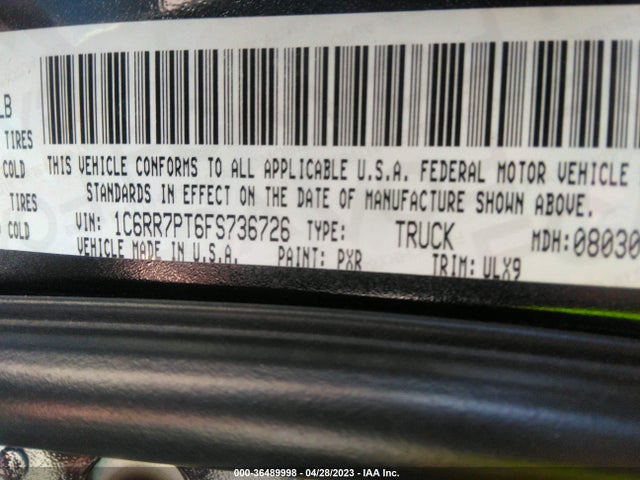 RAM 1500 Laramie Limited 2.0 2015 1C6RR7PT6FS736726 Image 9