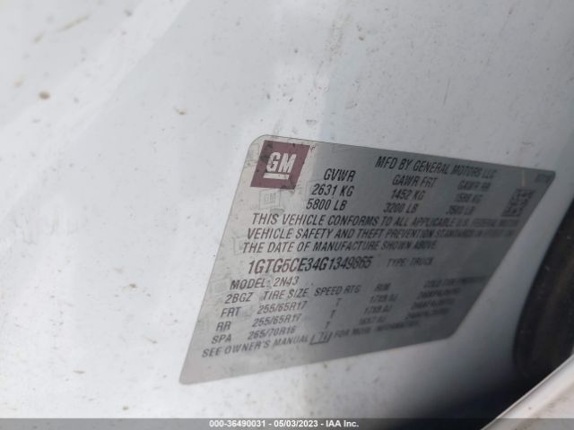 1GTG5CE34G1349865 GMC Canyon 2wd Sle