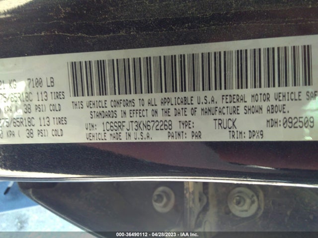 1C6SRFJT3KN672268 RAM 1500 Laramie