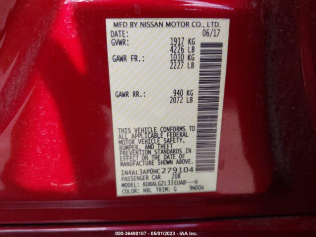 1N4AL3AP0HC279104 Nissan Altima 2.5 S