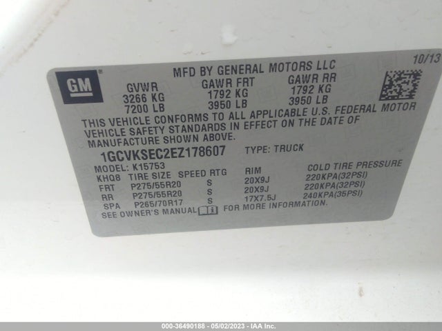 2014 CHEVROLET SILVERADO 1500 LTZ VIN: 1GCVKSEC2EZ178607
