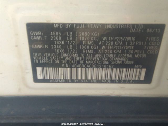 4S4BRCAC3E1210162 Subaru Outback 2.5i