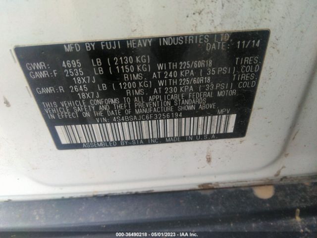 4S4BSAJC6F3256194 Subaru Outback 2.5i Limited