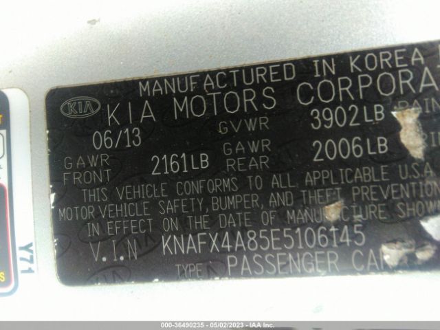 KNAFX4A85E5106145 KIA FORTE EX