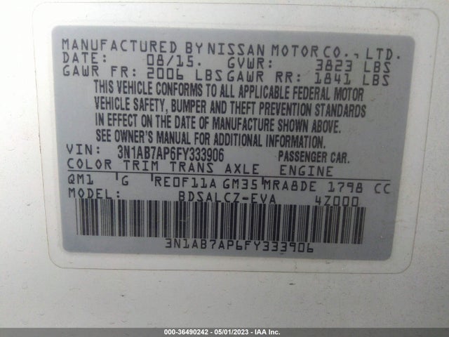 Nissan SENTRA S 2015 3N1AB7AP6FY333906 Image 11