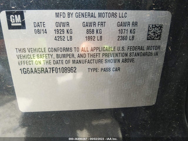 1G6AA5RA7F0108962 Cadillac Ats Sedan Standard Rwd