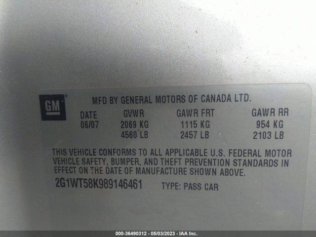 2008 CHEVROLET IMPALA LT VIN: 2G1WT58K989146461