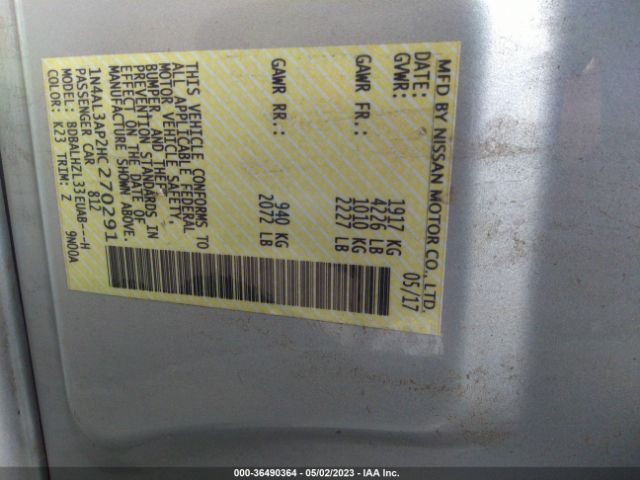 1N4AL3AP2HC270291 Nissan Altima 2.5 Sr