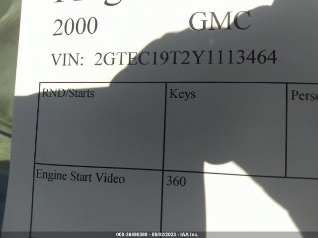 2000 GMC NEW SIERRA 1500 SLE VIN: 2GTEC19T2Y1113464