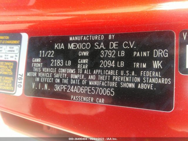 3KPF24AD6PE570065 KIA Forte Lxs