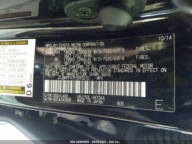 JTJBM7FX7F5095210 Lexus GX 460