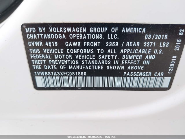 1VWBS7A3XFC081890 Volkswagen Passat 1.8t Sport