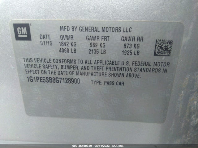 2016 CHEVROLET CRUZE LIMITED LT VIN: 1G1PE5SB8G7128900