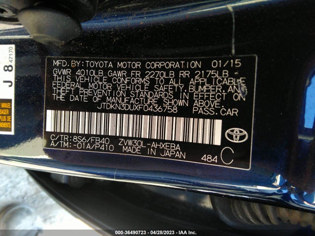 Toyota Prius Three 2015 JTDKN3DUXF0436758 Image 25