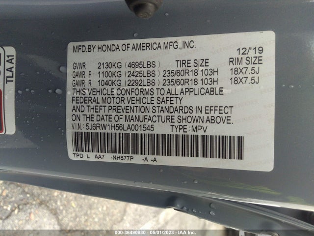 Honda CR-V EX 2020 5J6RW1H56LA001545 Image 9