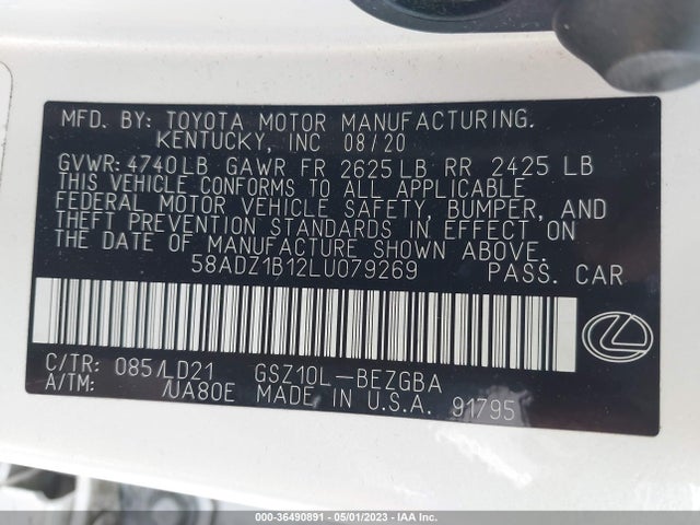 58ADZ1B12LU079269 Lexus Es Es 350