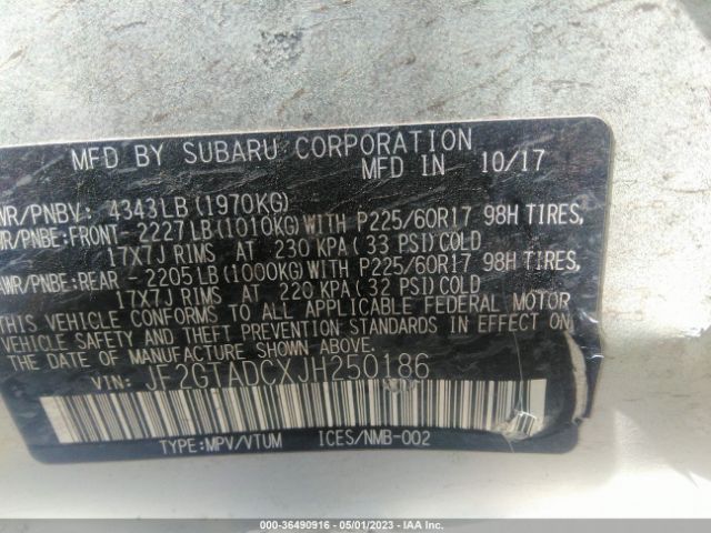 JF2GTADCXJH250186 Subaru Crosstrek Premium
