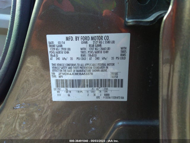 Ford EDGE SEL 2014 2FMDK4JC8EBA53378 Image 10