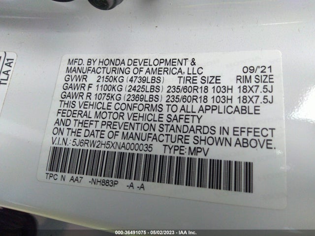 Honda CR-V EX 2022 5J6RW2H5XNA000035 Image 10