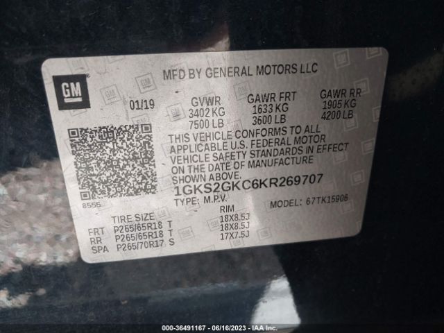 1GKS2GKC6KR269707 GMC Yukon Xl Slt