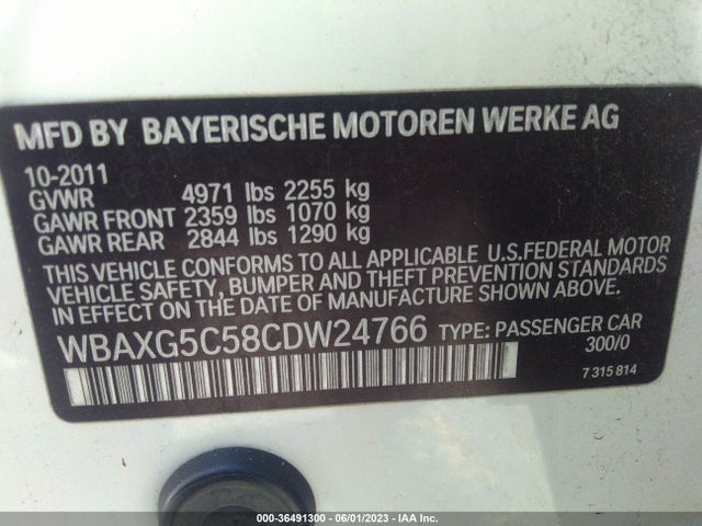 2012 BMW 5 SERIES 528I VIN: WBAXG5C58CDW24766