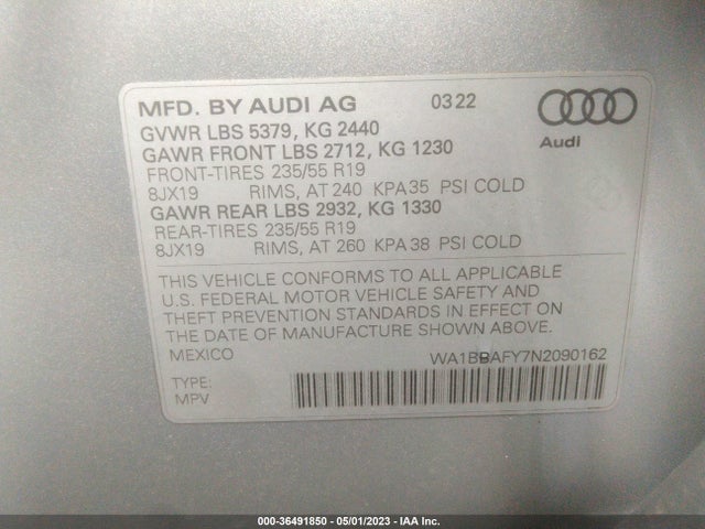 Audi Q5 Premium Plus 2022 WA1BBAFY7N2090162 Image 11