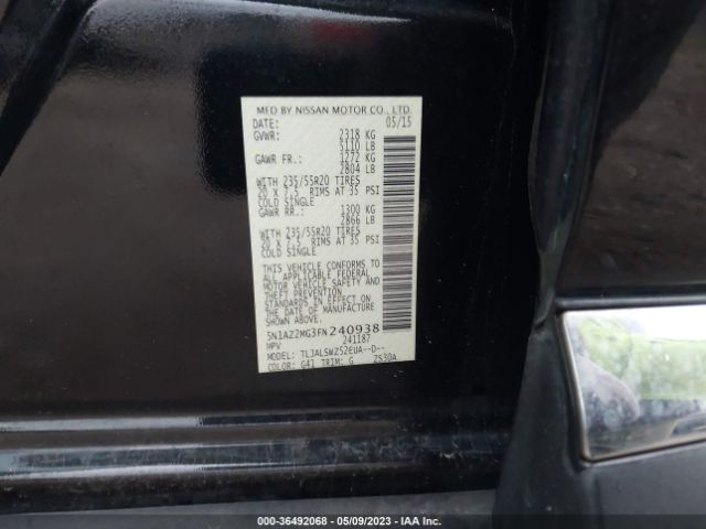 5N1AZ2MG3FN240938 Nissan Murano Platinum