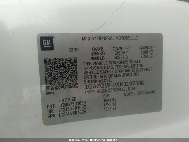Chevrolet Express 3500 Lt 2019 1GAZGMFPXK1197506 Image 9