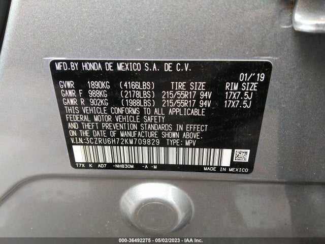 Honda Hr-v Ex-l 2019 3CZRU6H72KM709829 Image 9