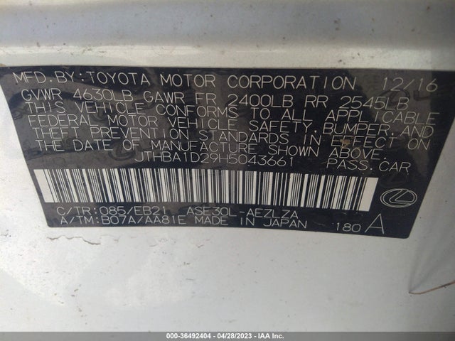 JTHBA1D29H5043661 Lexus Is Is Turbo