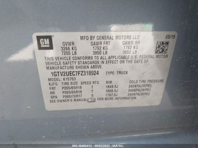 1GTV2UEC7FZ318924 GMC Sierra 1500 Sle