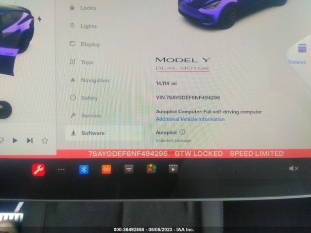 7SAYGDEF6NF494296 Tesla Model Y Performance