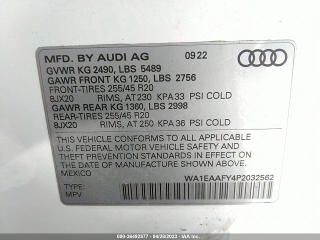 WA1EAAFY4P2032562 Audi Q5 S Line Premium Plus