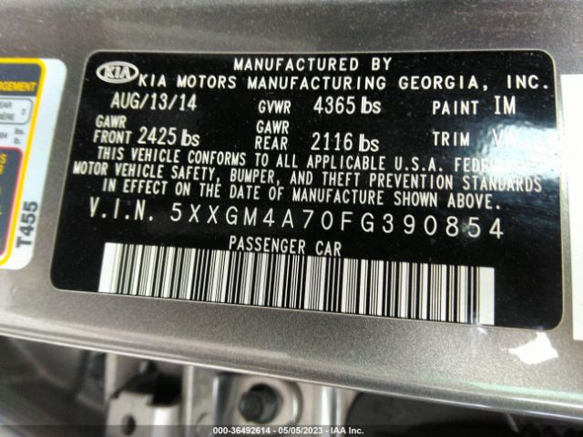 5XXGM4A70FG390854 KIA Optima Lx