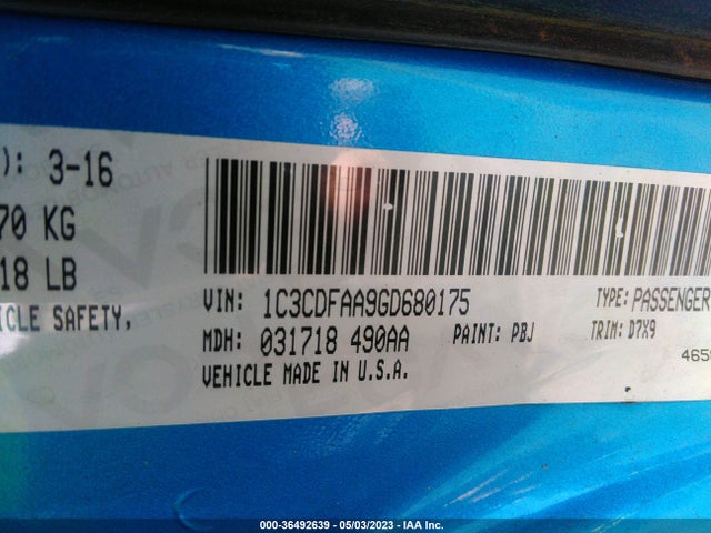 Dodge DART SE 2016 1C3CDFAA9GD680175 Image 9