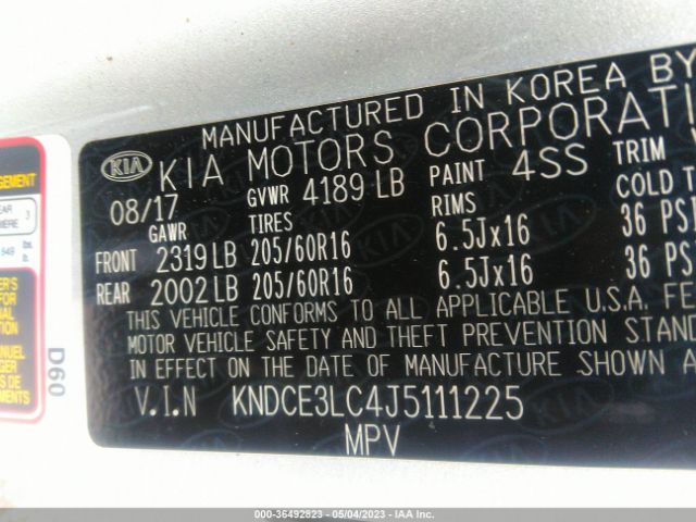 KNDCE3LC4J5111225 KIA NIRO EX