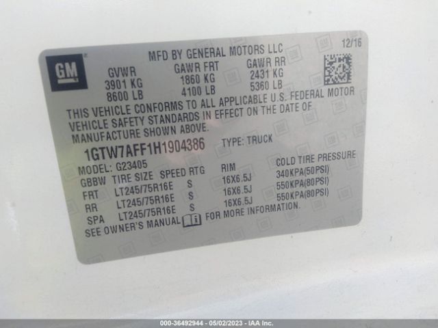 1GTW7AFF1H1904386 GMC SAVANA CARGO VAN
