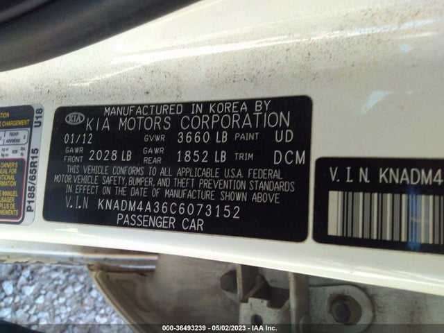 2012 KIA RIO LX VIN: KNADM4A36C6073152
