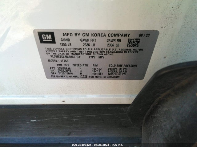 Chevrolet Trailblazer Rs 2021 KL79MTSL3MB059703 Image 9