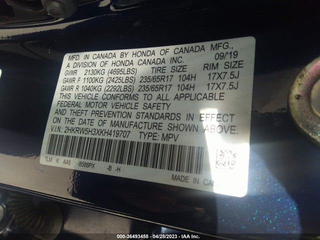 Honda CR-V LX 2019 2HKRW5H3XKH419707 Image 9
