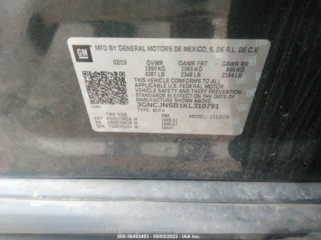 Chevrolet TRAX LS 2019 3GNCJNSB1KL310791 Image 9
